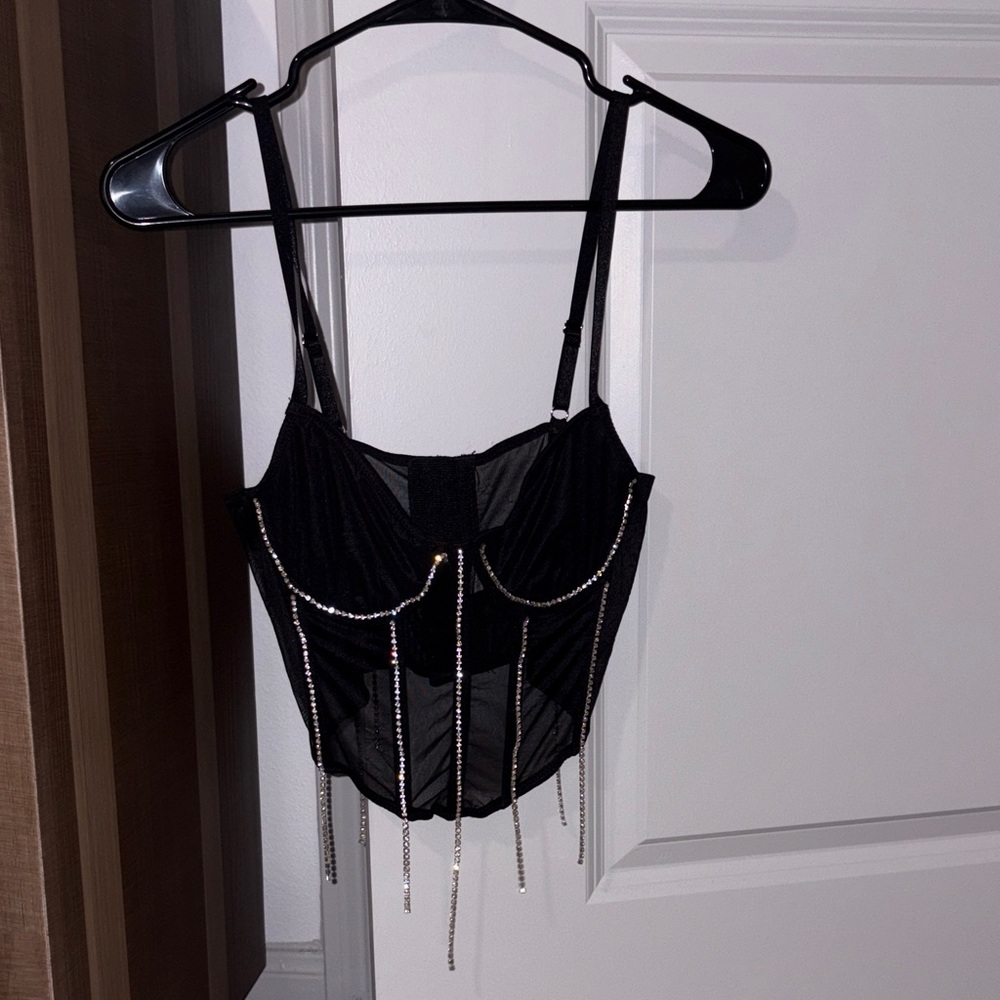 Black Beaded Crop Top